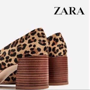 Zara Animal print calf hair block heels